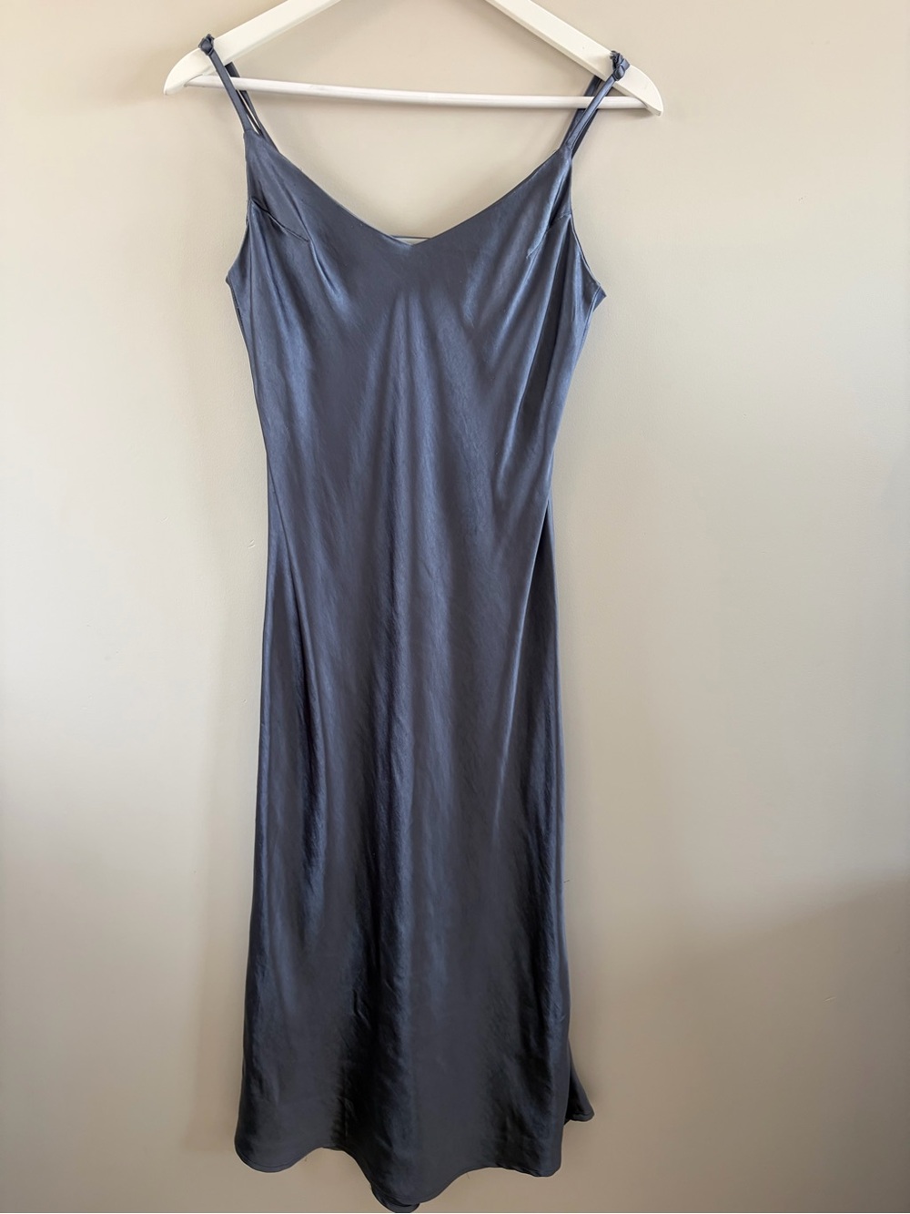 OAK + FORT Satin Top in Slate Gray-Blue